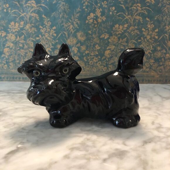 Vintage Ceramic Scottie Dog Cartoon Figurine - Picture 1 of 6